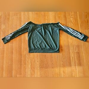 Green Long Sleeve Shirt With White Side Strips sz m